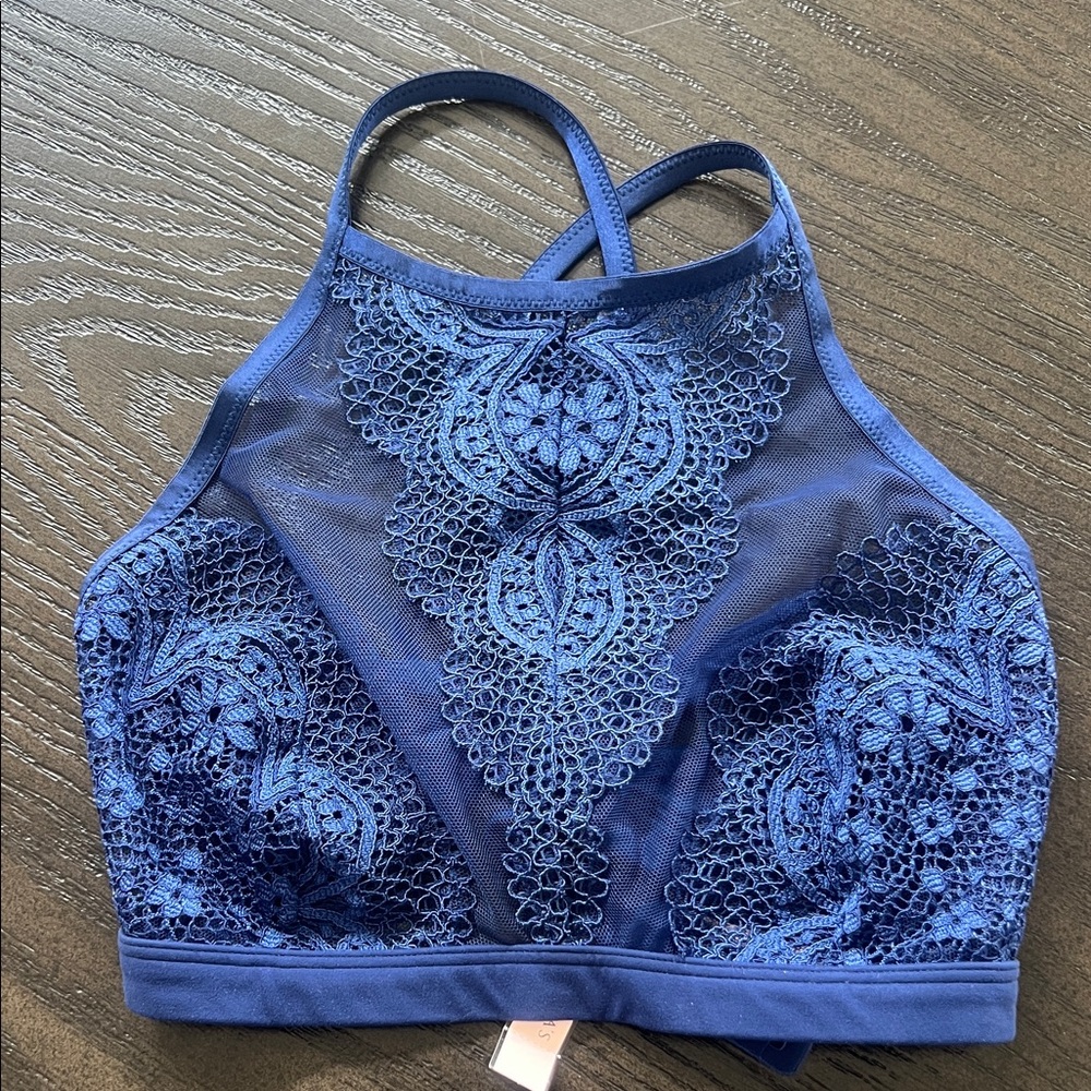 Victoria's Secret Navy Lace High-Neck Bralette